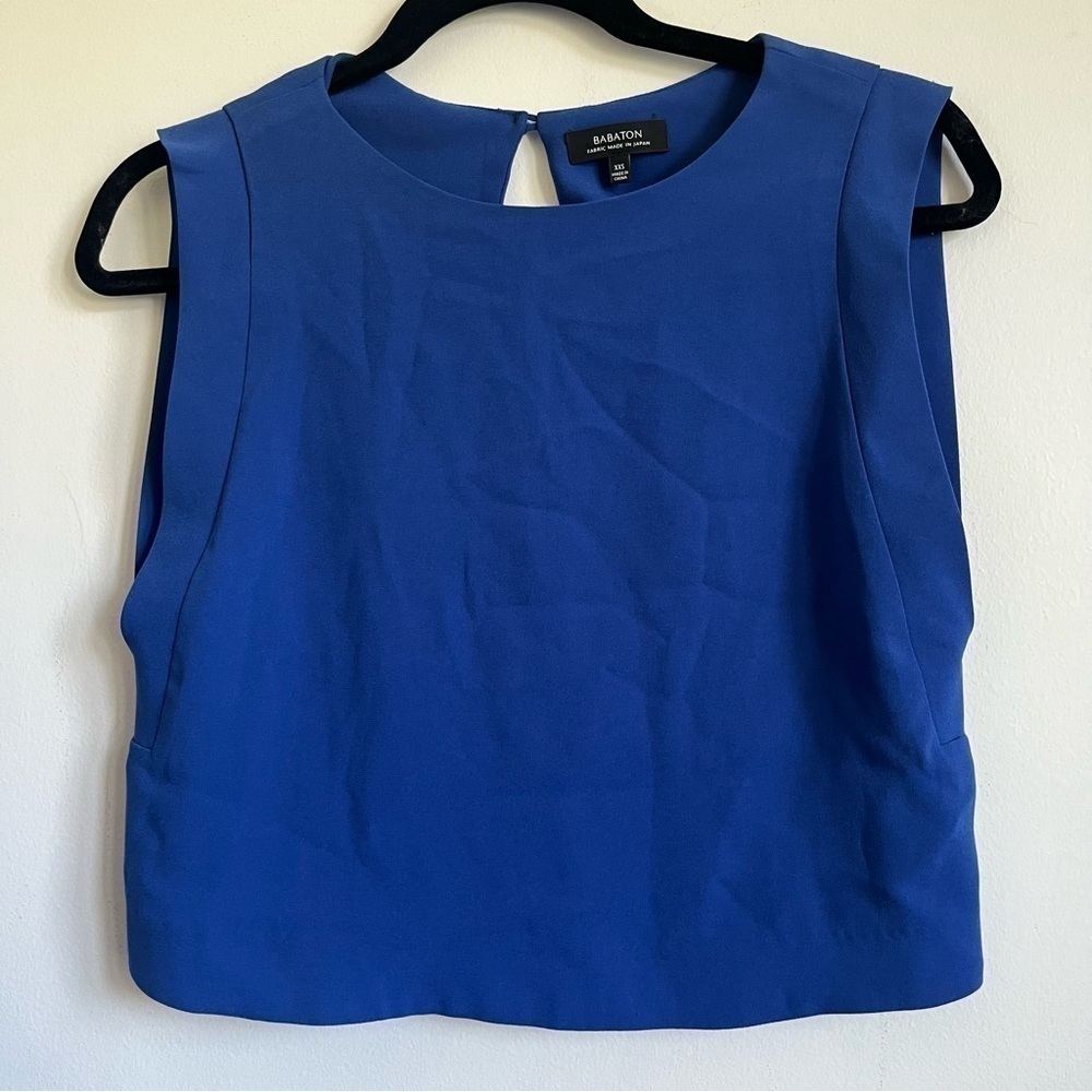 Aritzia Babaton Cropped Sleeveless Boxy Blouse Top - Royal Blue - XXS